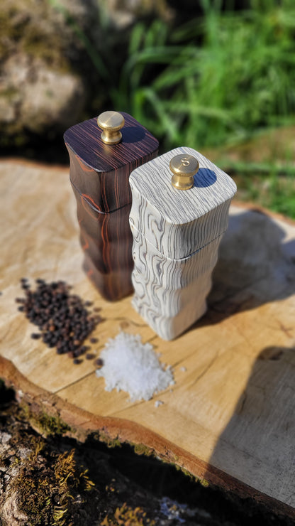 Salz- und Pfeffermühlen Set (Saraifo Makassar und Birke)