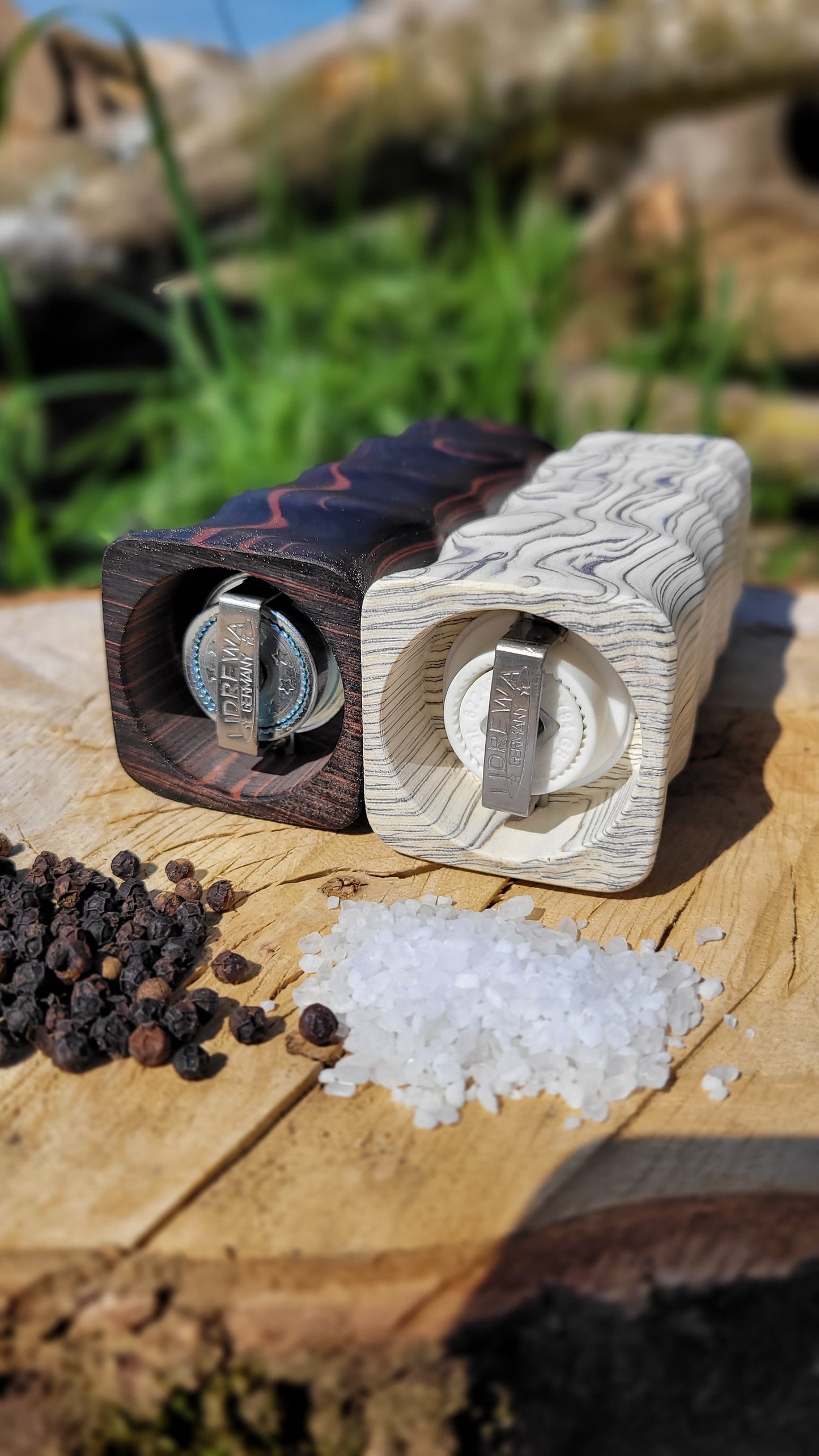 Salz- und Pfeffermühlen Set (Saraifo Makassar und Birke)